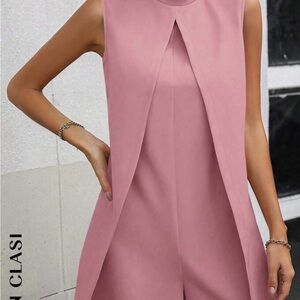 SHEIN Asymmetrical lavender romper with Mandarin Collar